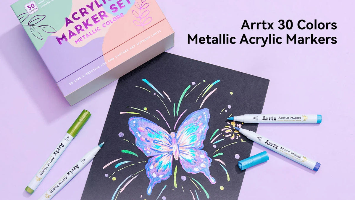 Akrylpennor – Metalliska färger 30-pack