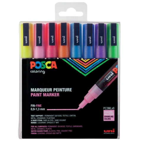 Posca PC-3M Glitter tones 8-set