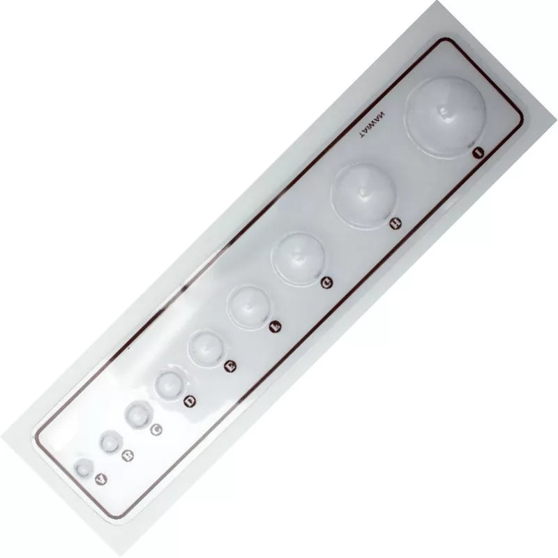 Kalibreringslinjal och färgkarta för polymerlera