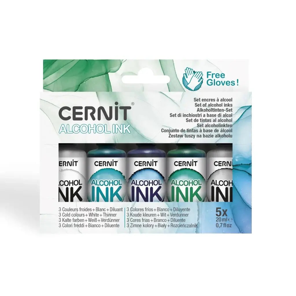 Cernit Alcohol Ink – Kit med kalla färger