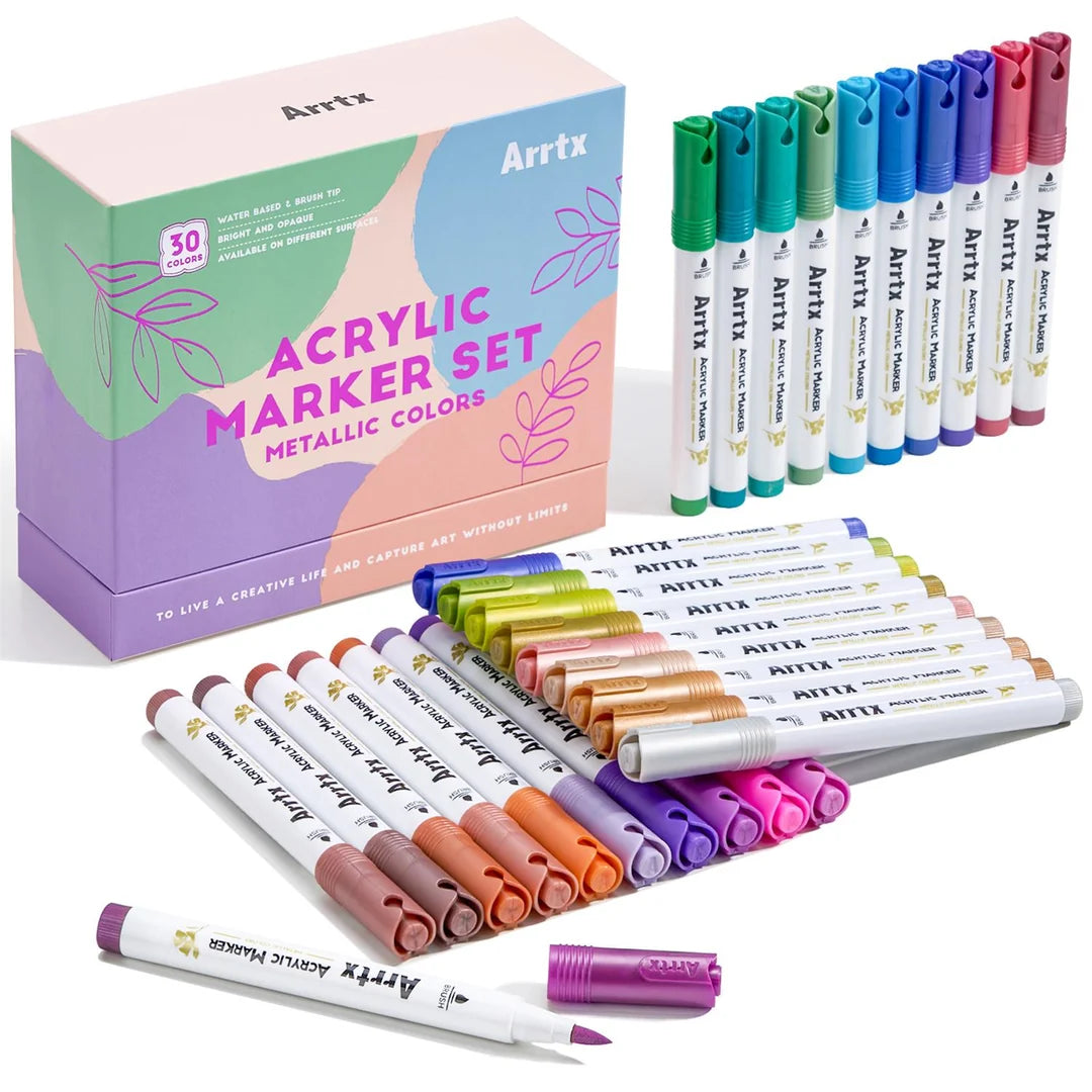 Akrylpennor – Metalliska färger 30-pack