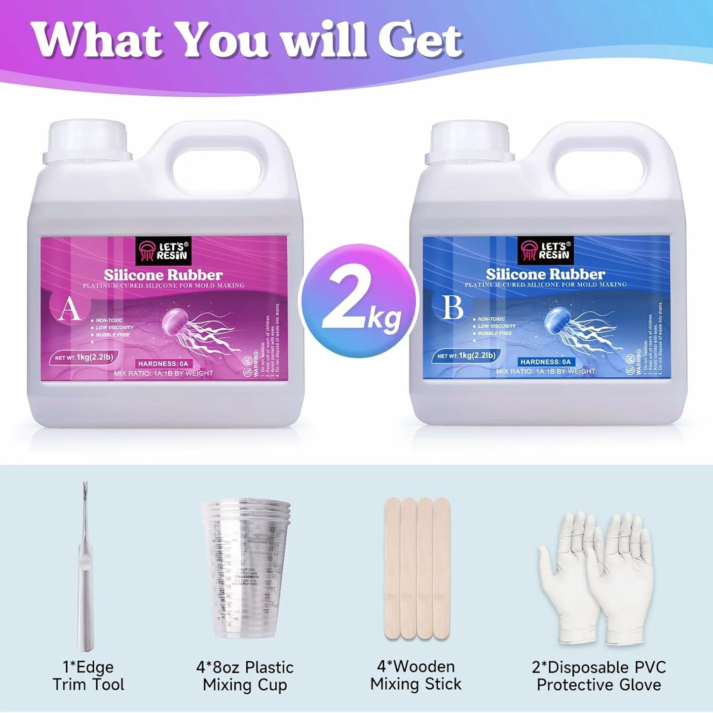 LET'S RESIN Silicone Mold Making 2kg Kit 0A