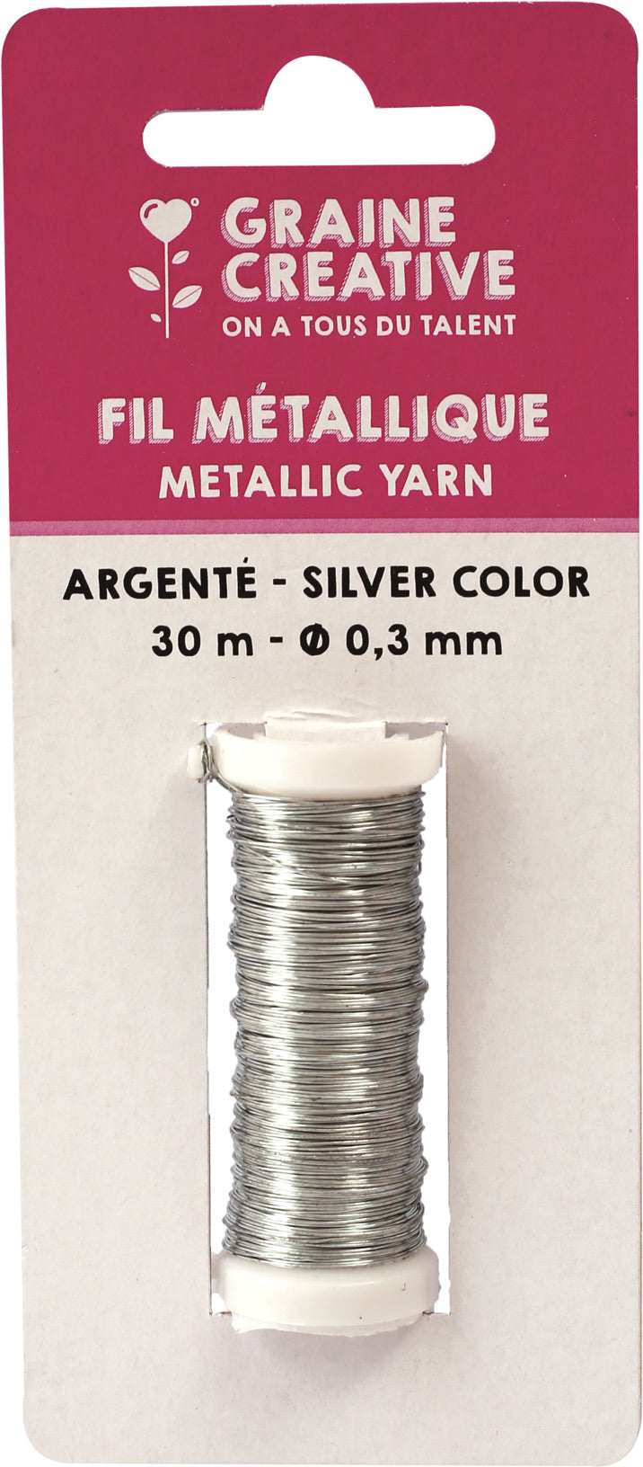 Metalltråd silver – 30 m, Ø 0,3 mm