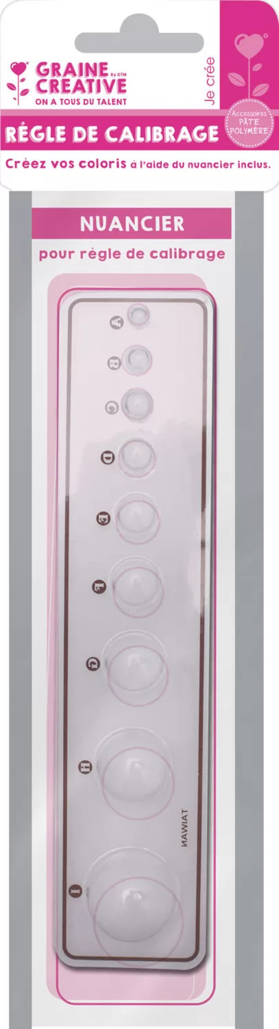 Polymer clay calibration ruler and color chart 