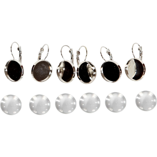 Smycketillbehör i  metall - örhängen - med baslins, 16 mm (3 par/pack) - silver