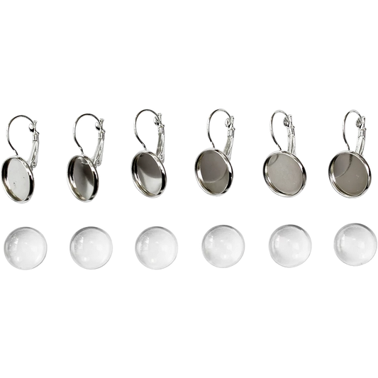 Smycketillbehör i  metall - örhängen med baslins, 14 mm (3 par per pack) - silver