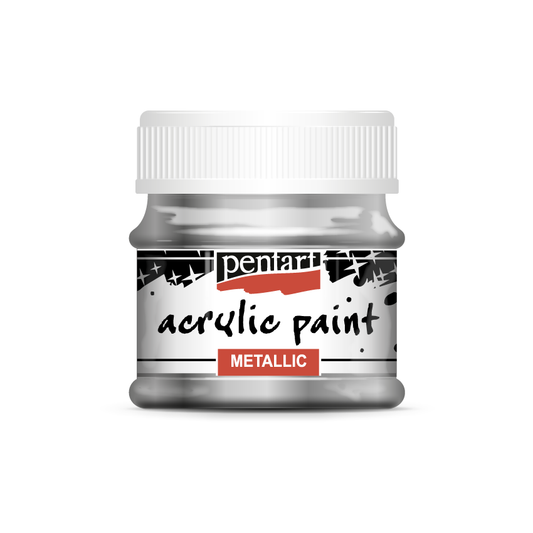 Acrylic paint metallic 50 ml sparkling silver – köp hos Konstnärsfabriken
