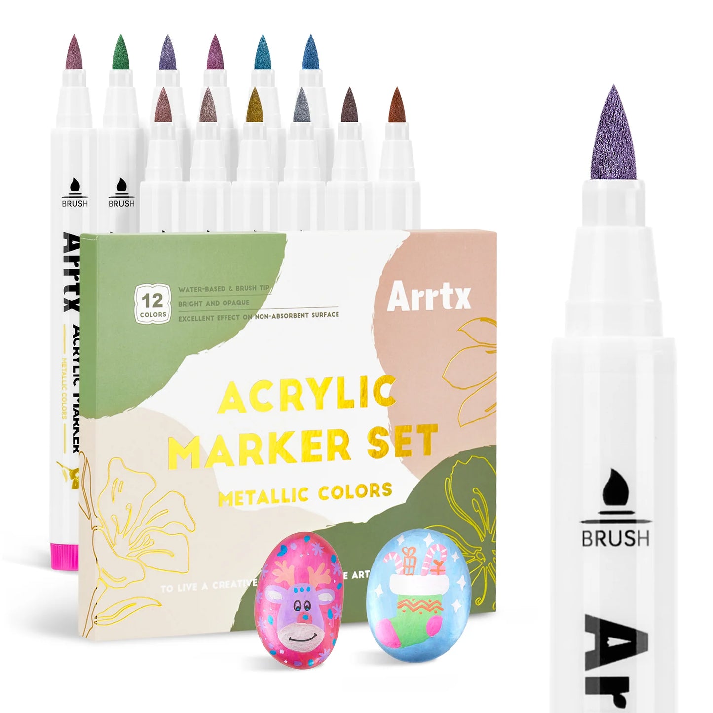 Arrtx Acrylic Marker Metallic Colors 12-pack