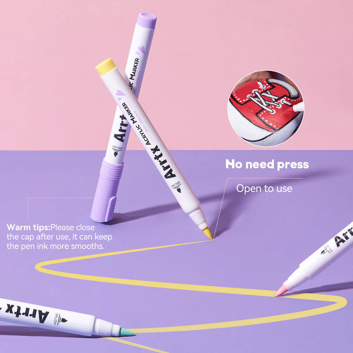 Arrtx Akrylpennor 60B – Anime Colors Brush Tip