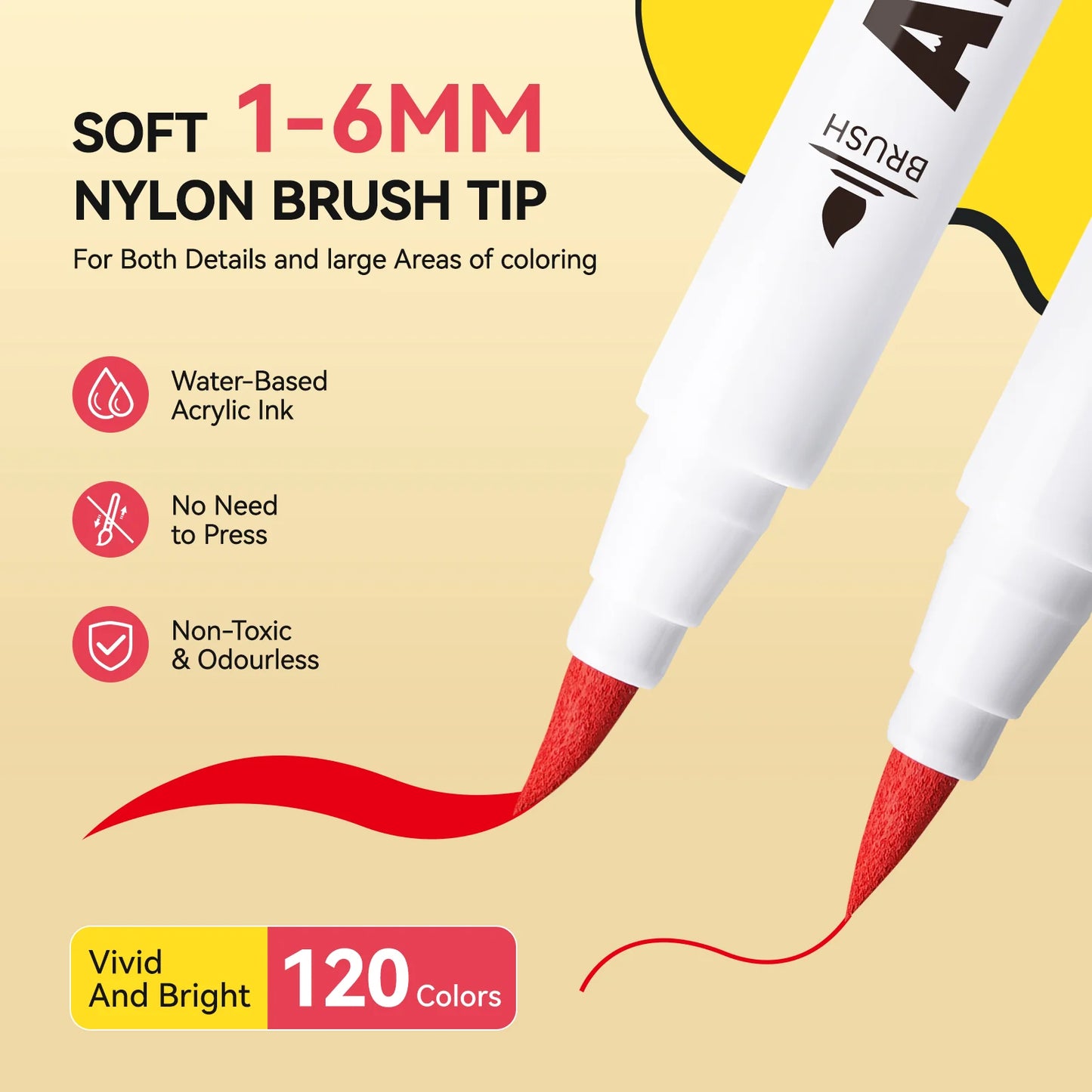 Arrtx Akrylpennor 120A – Anime Colors Brush Tip
