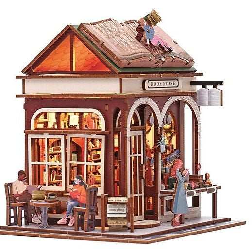 Book Store – 3D-modell i trä med LED
