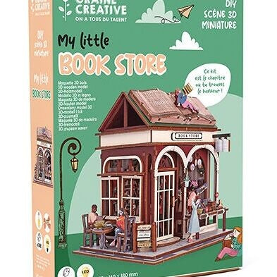Book Store – 3D-modell i trä med LED
