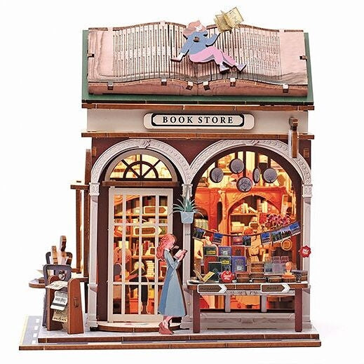 Book Store – 3D-modell i trä med LED