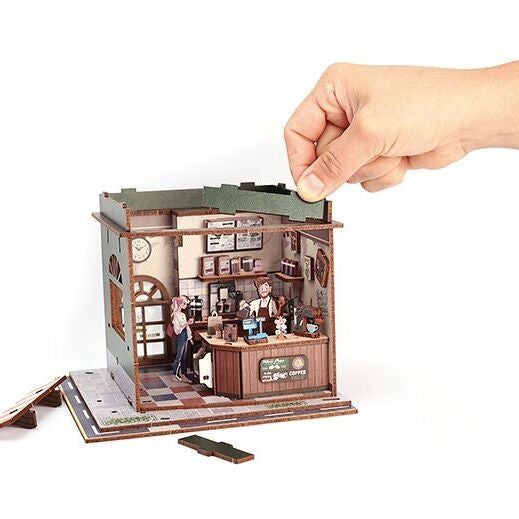 Coffee Shop – 3D-modell i trä med LED
