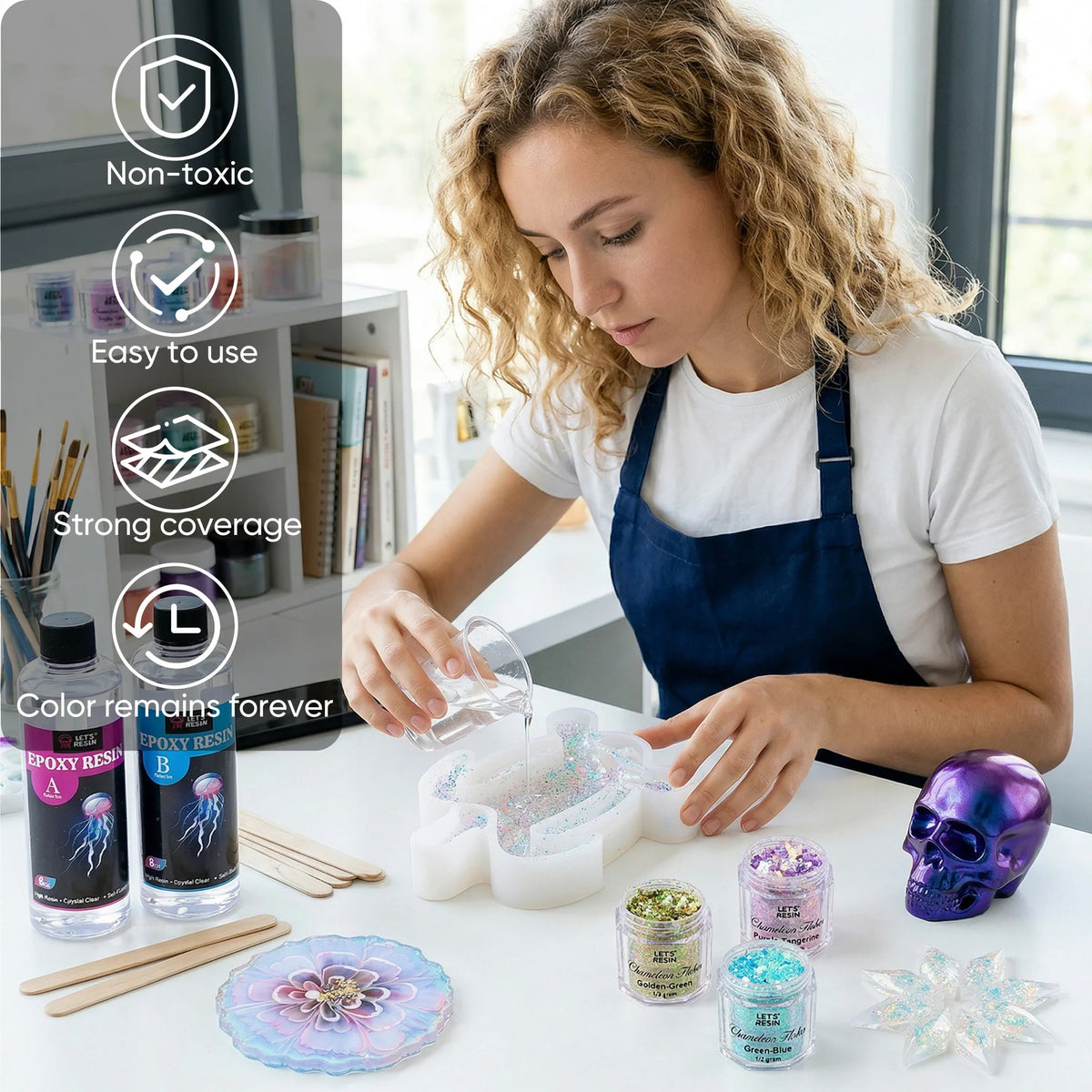 Let's Resin Transparenta Kameleontflingor – 6 färger