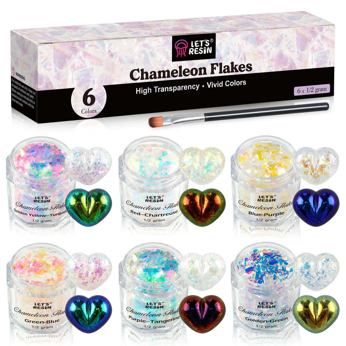 Let's Resin Transparenta Kameleontflingor – 6 färger